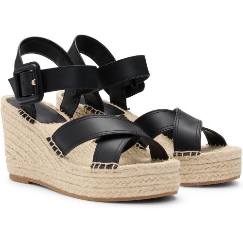 Espadrilles compensées avec brides en cuir - Boss - Modalova