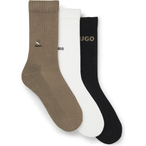 Lot de trois paires de chaussettes courtes à détails brodés - HUGO - Modalova