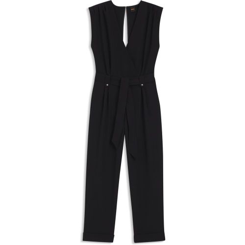 Combinaison plissée en crêpe avec haut portefeuille et boutons-pression - Boss - Modalova