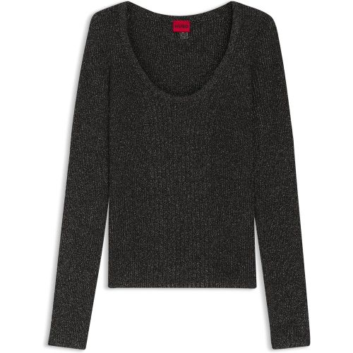 Pull en fil brillant à côtes mélangées - HUGO - Modalova