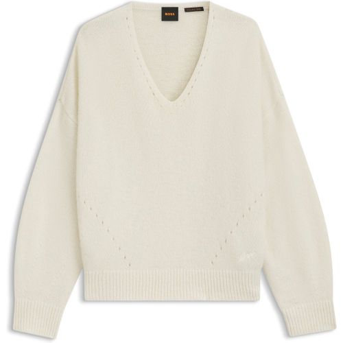 Pull en fil italien à col V - Boss - Modalova