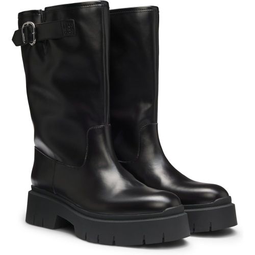 Bottines style motard en similicuir avec boucle - HUGO - Modalova