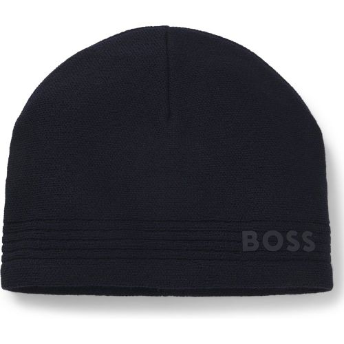 Bonnet en laine mélangée avec logo imprimé en gomme - Boss - Modalova