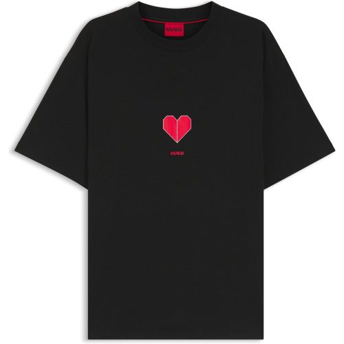 T-shirt en jersey unisexe de coton à imprimé cœur origami - HUGO - Modalova