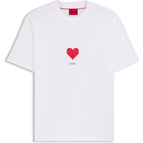 T-shirt en jersey unisexe de coton à imprimé cœur origami - HUGO - Modalova