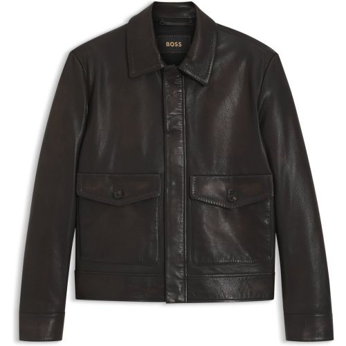 Veste en cuir nappa style aviateur - Boss - Modalova