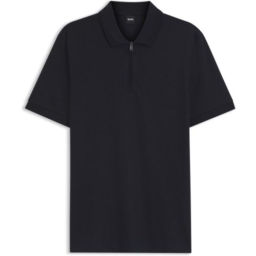 Polo en coton mélangé avec patte zippée - Boss - Modalova