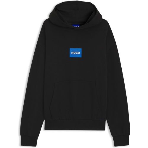 Sweat à capuche en molleton de coton avec logo bleu - HUGO - Modalova