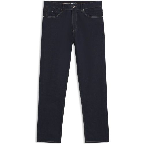 Jean à la coupe droite en denim stretch indigo - Boss - Modalova