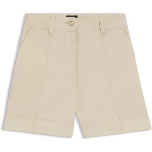 Short en coton stretch avec ourlets retroussés - Boss - Modalova