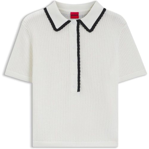 Pull en coton pointelle avec bordure festonnée - HUGO - Modalova