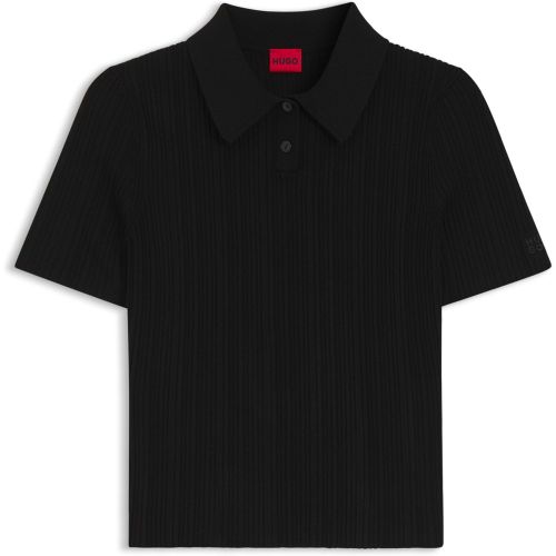 Pull Slim Fit côtelé à col polo - HUGO - Modalova