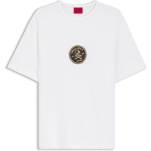 T-shirt en jersey de coton avec badge brodé - HUGO - Modalova