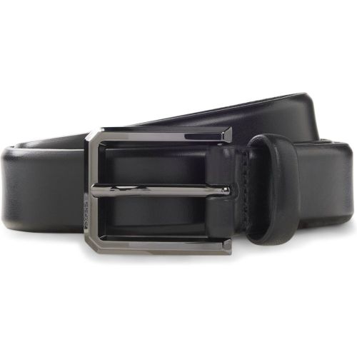 Ceinture en cuir lisse avec boucle gravée couleur acier - Boss - Modalova