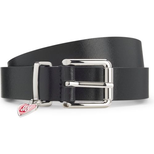 Ceinture en cuir italien avec passant orné d’une breloque logo empilée - HUGO - Modalova