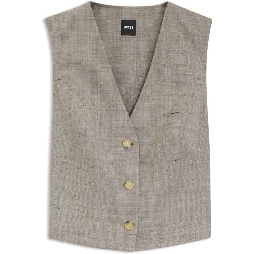 Gilet court en laine mélangée - Boss - Modalova