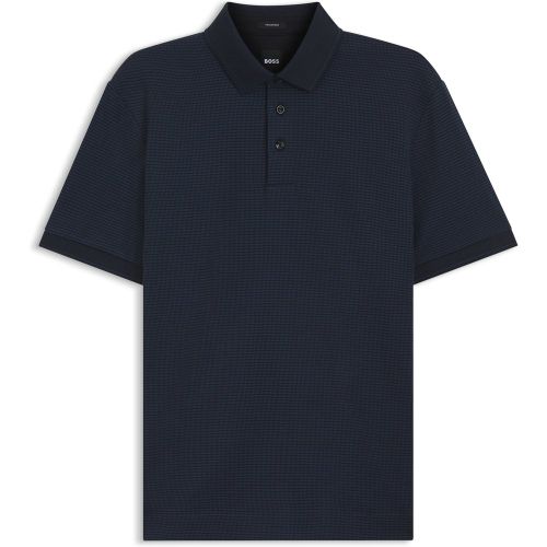 Polo en coton mercerisé avec motif jacquard tricolore - Boss - Modalova
