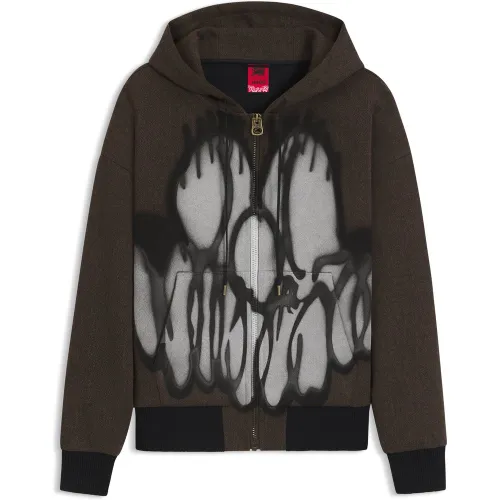 Sweat à capuche zippé à imprimé chevrons  x RB by Slawn - HUGO - Modalova