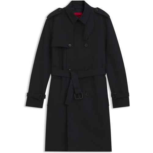 Trench en gabardine mélangée à du coton - HUGO - Modalova