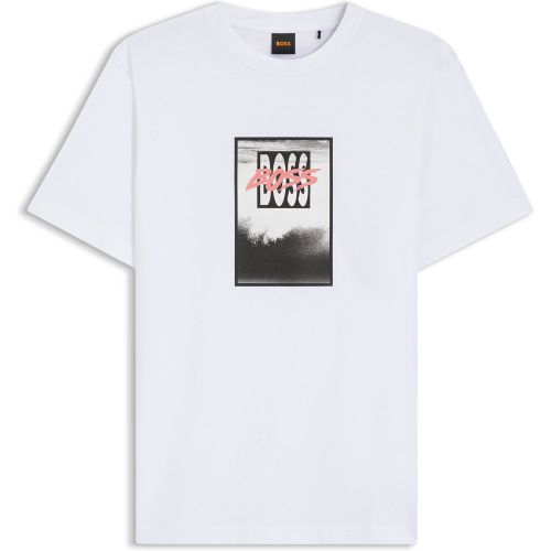 T-shirt en jersey de coton avec motif imprimé - Boss - Modalova