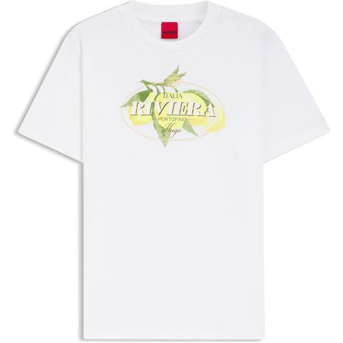 T-shirt en jersey de coton à logo artistique - HUGO - Modalova
