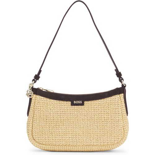 Sac d'épaule en raphia avec breloque monogramme Double B - Boss - Modalova