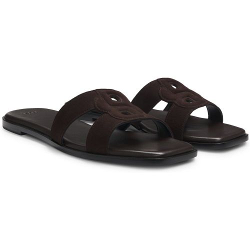 Sandales en cuir suédé avec monogramme Double B brodé - Boss - Modalova