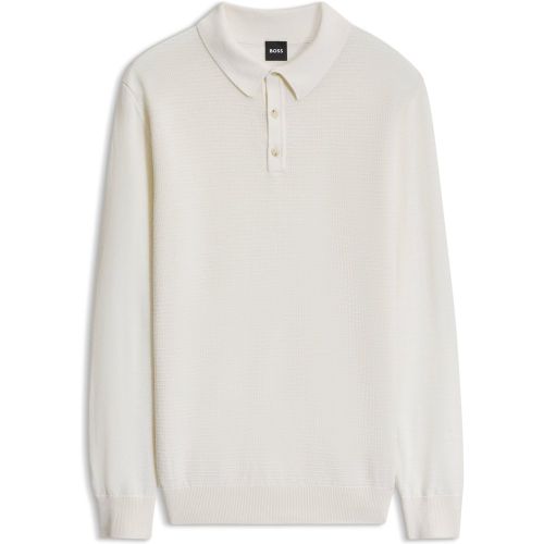 Polo en maille de laine mélangée avec différentes structures - Boss - Modalova