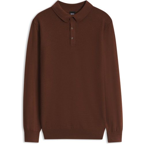 Polo en maille de laine mélangée avec différentes structures - Boss - Modalova