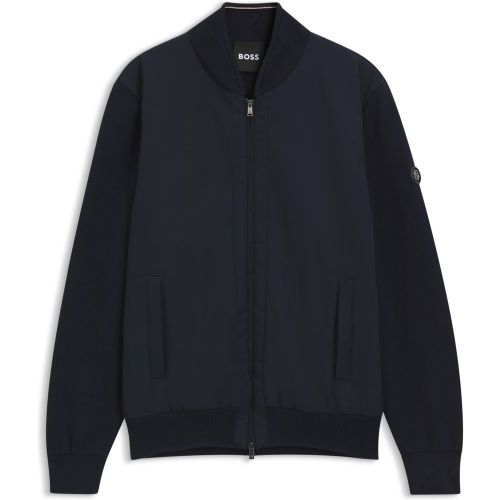 Veste hybride en maille de coton avec col bomber - Boss - Modalova