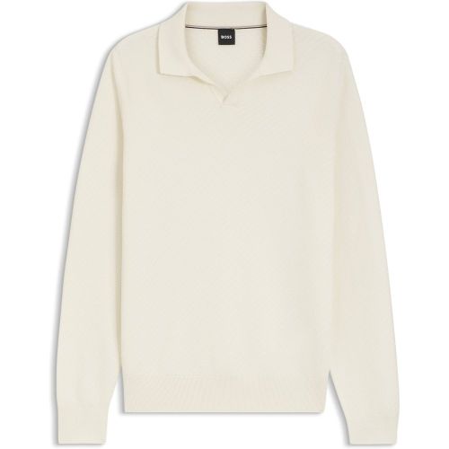 Pull en maille de coton à col Johnny - Boss - Modalova