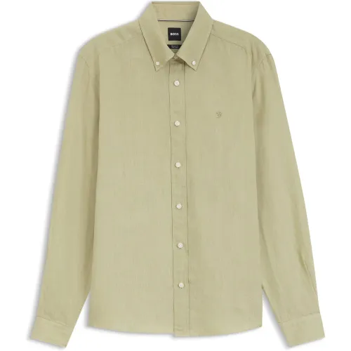 Chemise Regular à pointes boutonnées en lin - Boss - Modalova