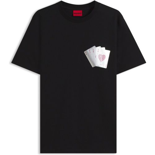 T-shirt en coton avec motif carte à jouer à effet métallisé - HUGO - Modalova