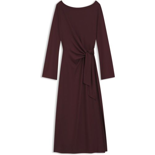 Robe longue en jersey à manches longues avec ceinture à nouer - Boss - Modalova