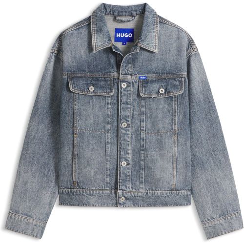 Veste Relaxed en denim moyen à texture croisée - HUGO - Modalova