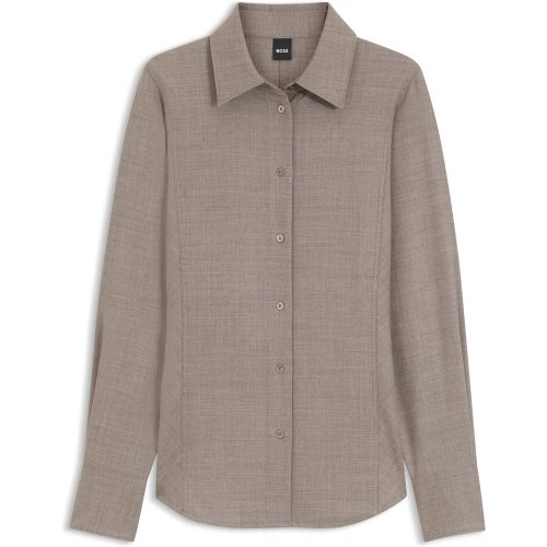 Chemisier Slim en flanelle de laine et de lin - Boss - Modalova
