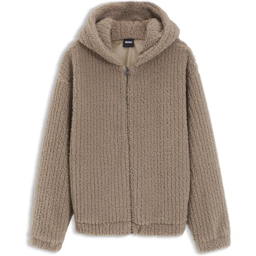 Sweat à capuche zippé confectionné en tissu peluche - Boss - Modalova