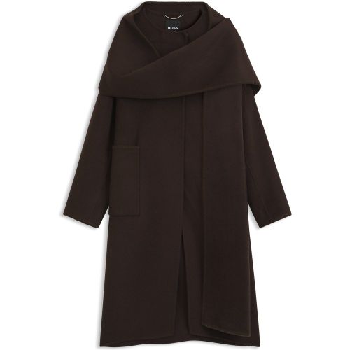 Manteau en laine mélangée à écharpe détachable - Boss - Modalova