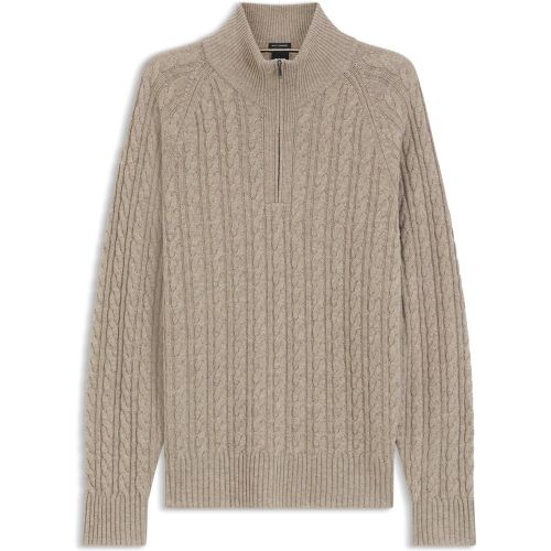 Pull à encolure zippée avec motif torsadé partout - Boss - Modalova