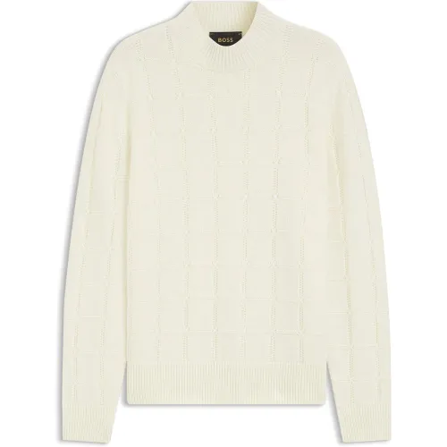Pull à col montant en laine vierge et cachemire - Boss - Modalova