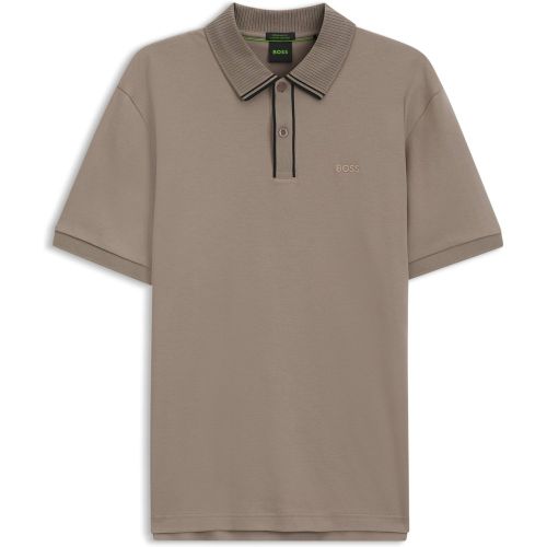 Polo en coton interlock avec finitions rayées - Boss - Modalova
