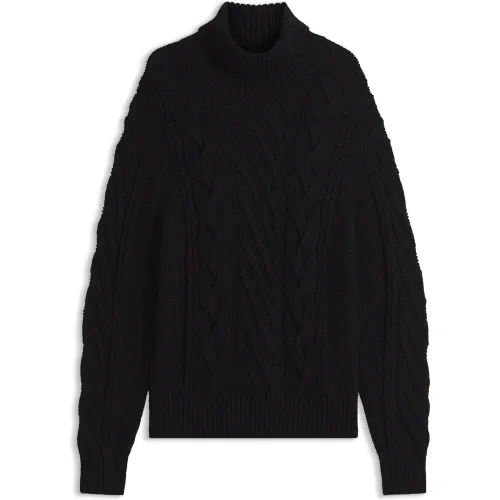 Pull oversize en maille torsadée à col cheminée - HUGO - Modalova