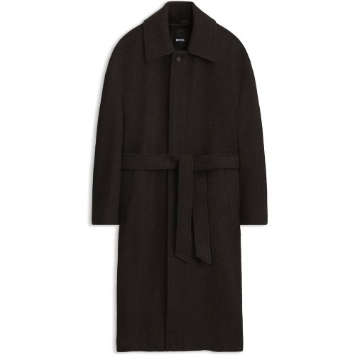 Manteau Relaxed en laine vierge avec patte de boutonnage dissimulée - Boss - Modalova