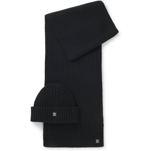 Ensemble bonnet et écharpe avec logo en métal - HUGO - Modalova