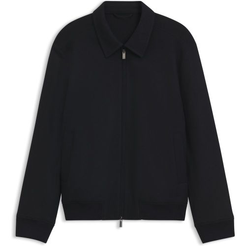 Veste Slim zippée en flanelle de laine vierge - Boss - Modalova