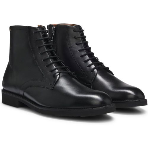 Bottines à lacets en cuir avec fermeture éclair latérale - HUGO - Modalova