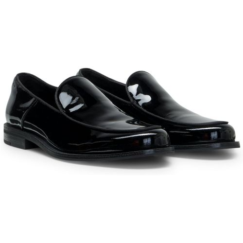 Mocassins à enfiler en cuir verni avec logo en relief - HUGO - Modalova