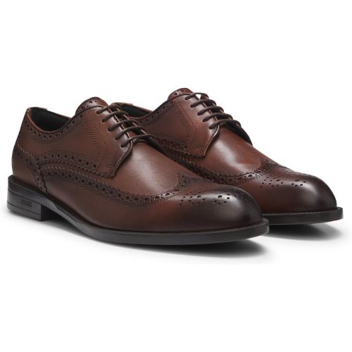 Chaussures derby en cuir à surpiqûres richelieu - Boss - Modalova
