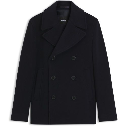 Manteau court croisé Slim en laine mélangée - Boss - Modalova