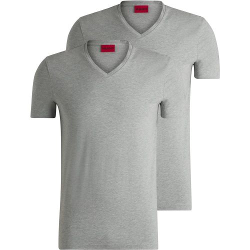 Lot de deux t-shirts à col V en coton stretch - HUGO - Modalova